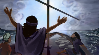 Storm calmed by Jesus